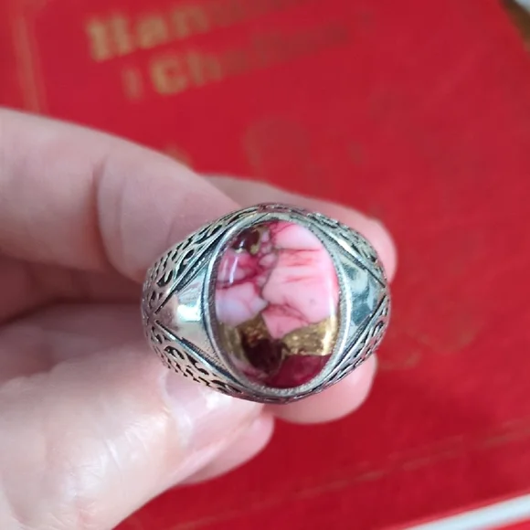 925 Silver and Red Dhalia Ring - Picture 1 of 9